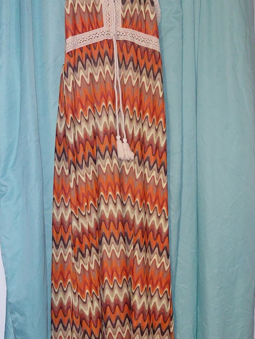 Davi & Dani Multi Color Crochet Lace Midi Dress Medium - Picture 2 of 9